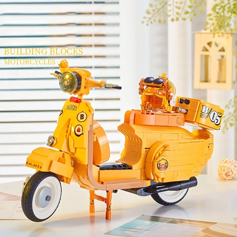 Ycle building blocks set travel motorcycle with helmet trunk assemble toys bricks girls thumb200