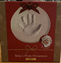 Baby’s Print Ornament Glitter Hand Round Shaped New - $7.84