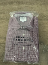 NWT Charles Tyrwhitt Mens Slim Fit Oxford Shirt Pink  Gingham Non-Iron Sz 15/34 - $23.00