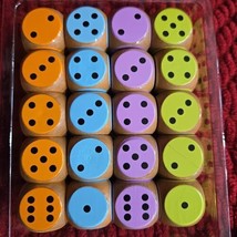 Lot of 20 Wood Dice Game Replacements Orange Blue Purple Green 3/4&quot; USA ... - £8.80 GBP