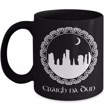Outlander Mug Gift Craigh Na Dun Standing Circle Sassenach Claire Black Ceramic - £19.78 GBP
