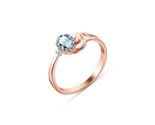 Galaxy Gold GG, 14K Solid Rose Gold, Natural Aquamarine and Diamond Ring... - $650.48