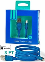 New Buqu Cordz 3&quot; Ft Braided Universal MICRO-USB Cable Blue Charging Sync Droid - £3.70 GBP