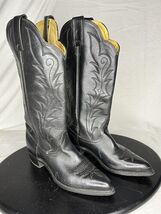 Vintage Black Leather Cowboy Boots Men’s Style 18327 Mens Size 8.5 M Wes... - $60.00