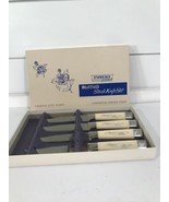 Knife Emdeko Sheffield Steak Set of 4 Stainless Steel with Box MCM Vtg - €15,54 EUR