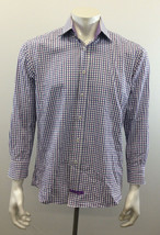 English Laundry Men&#39;s LG 16- 32/33  Purple/Blue Check Cotton Long Sleeve Shirt   - £11.66 GBP