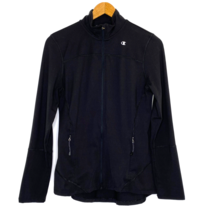 Champion Powertrain Zip Front Knit Jacket Top Womens Medium L/S Pockets Black - £10.38 GBP