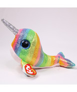 TY Beanie Boos 7&quot; NORI Narwhal Rainbow Color Plush Unicorn Whale Stuffed... - £8.47 GBP