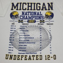 Vintage 1997 Michigan National Champions Football Schedule Graphic T Shirt XL - £36.93 GBP
