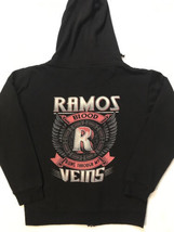 RAMOS Hoodie BLOOD RUNS THROUGH MY Veins Black Jacket Size M Delta Fleec... - $18.05