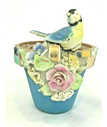 Mosaic Art Tile Planter Pot Flowerpot Artisan Pottery Bird Flowers 10x7&quot;... - £45.93 GBP