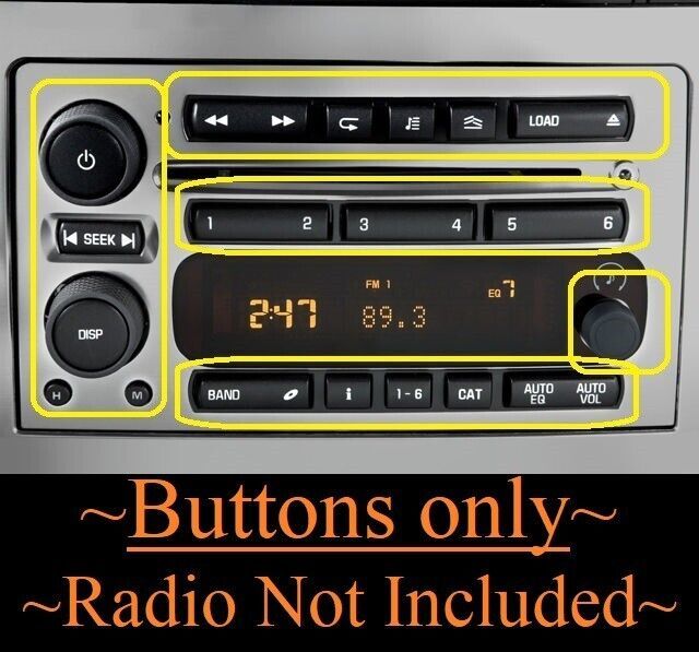 Primary image for 2006-10 Hummer H3 CD6 6 CD Changer Radio Replacement Buttons Set 07-08-09 OEM