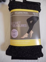 Women&#39;s Secret Treasures Fleece Footless Tights Black Metallic  Size M/L... - £6.44 GBP