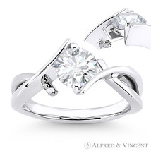 Forever ONE D-E-F Round Cut Moissanite 14k White Gold Solitaire Engagement Ring - £643.07 GBP+