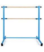 47 Inch Double Ballet Barre with Anti-Slip Footpads-Blue - Color: Blue - $136.99