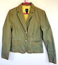 Gap Jacket Olive Green Blazer 2-Buttons Lined  Women&#39;s 8 Yellow Lining - £19.05 GBP