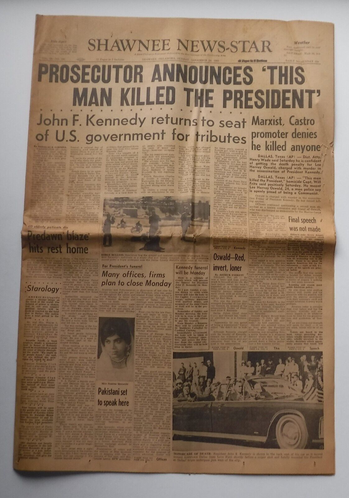 Shawnee News Star November 24, 1963 Newspaper Lee Harvey Oswald Complete - $9.49