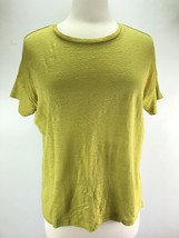 J Jill Blouse X Small Pea Green Love Linen Top Shirt Short Sleeve Tee Box Fit - $17.81