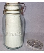 Antique Vintage Leotric Aqua Quart Lightning Closure Fruit Jar  - $246.52 MXN