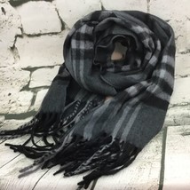 Enzo Mantovani Unisex Winter Scarf Gray Black Wool Cashmere Blend Warm Soft - £12.44 GBP