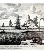Harpooned Whale Towing Ships 1926 Nautical Antique Print Whale Hunting D... - $460.08 MXN