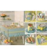 Easter Linens Tablecloth Place Mat Flatware Pouch Bun Egg Warmer Sew Pat... - $11.99