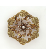 10k Yellow Gold Victorian Seed Pearl Starburst Flower Pin Jewelry (#J6274) - £252.44 GBP