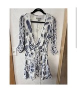 EUC AllSaints Ari Oceano Seashell Print Chiffon Wrap Dress Size 6 Blue &amp;... - $89.00