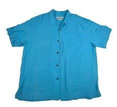 Tommy Bahama Shirt Mens XL Blue Button Up Hawaiian 100% Silk Original Fit - $16.82