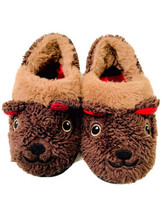 Wonder Nation Boys Size 9-10 Brown Plaid Fury Puppy Dog Non Skid House Slippers - £6.21 GBP