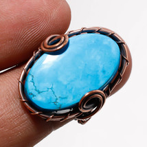 Tibetan Turquoise Gemstone Ethnic Gifted Copper Wire Wrap Ring Jewelry 6&quot; SA 222 - £5.97 GBP