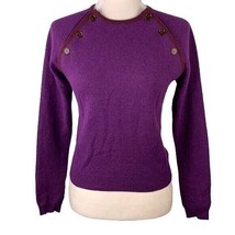 Retro Michel Klein Wool Angora Sweater S Purple Buttons Pullover Long Sl... - £33.42 GBP