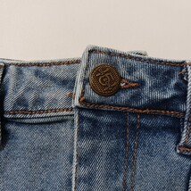 One 5 One MS239752 Women's Blue Pencil Stretch Denim Frayed Skirt Pockets Size S image 9