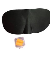 Black Sleep Eye Mask &amp; Foam Earplug Light Blocking Travel Naps Meditation - $12.84