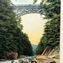 Vermont Queechee Gulf Bridge Vintage Postcard Linen Ottauqueechee - £7.84 GBP