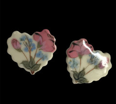 Hand Painted Ceramic Heart Earrings  - $16.63 CAD