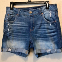 Time And Tru Lightly Distressed Cuffed Denim Jean Shorts Size 12 - £11.26 GBP
