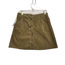 Everly Olive Green Corduroy Mini Skirt Size Medium Button Front - £14.99 GBP