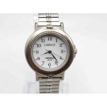 Timex Carriage Indiglo Watch Women New Battery Silver Tone White Dial P5 27mm - £15.97 GBP