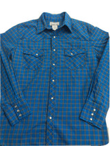 Men Wrangler Shirt Wrancher Flannel Pearl Snaps Western Med Black Blue P... - £14.19 GBP