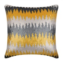 Yellow Decorative Pillow Cover, Ombre Sequins 16&quot;x16&quot; Silk, Melting Lava - £43.03 GBP+