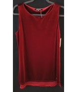 Ellen Tracy Womens Long Sleeveless Top Side Slit Deep Red Velvet Size Me... - $16.33