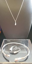 Silver 925 long Teardrop Pendant 16&quot; Necklace earrings &amp; bracelet set Ne... - £15.11 GBP