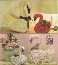 Vtg Large Small Decorative Swans With Body Pocket Sew Pattern - $11.99