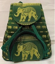 Thai Artificial Silk Backpack Bag Elephant Pattern Beautiful Quality Crafts - £36.96 GBP