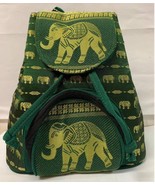 Thai Artificial Silk Backpack Bag Elephant Pattern Beautiful Quality Crafts - £36.96 GBP