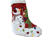 Pottery Barn Kids Snowman with Lights Quilted Christmas Stocking Red NO ... - £15.22 GBP