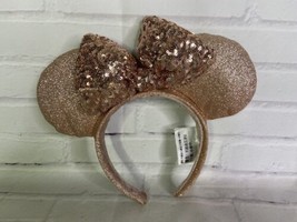 Disney Store Mickey Minnie Mouse Ears Bow Sequins Glitter Rose Gold Headband - £19.73 GBP