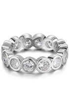 ADIRFINE 925 Sterling Silver 5MM Round Brilliant Cut Bezel Set Eternity Ring - £45.14 GBP