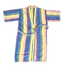 Mens VTG 1960s Turkish Terry Pastel Rainbow Stripe Bathrobe Small Medium... - $94.00